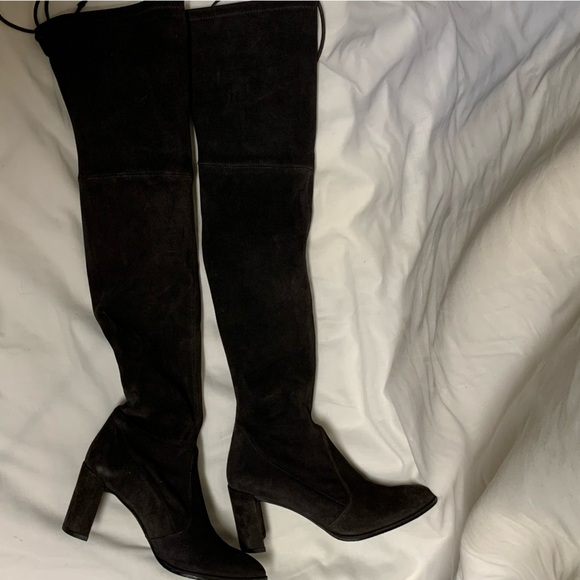 Stuart Weitzman Dark Slate Grey Suede Over-the-Knee Boots Size 6/36.5 - Picture 2 of 16